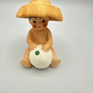 Vintage Goebel Hummel Baby With Beach ball and Straw Hat